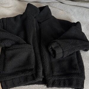 Oversized black teddy jacket